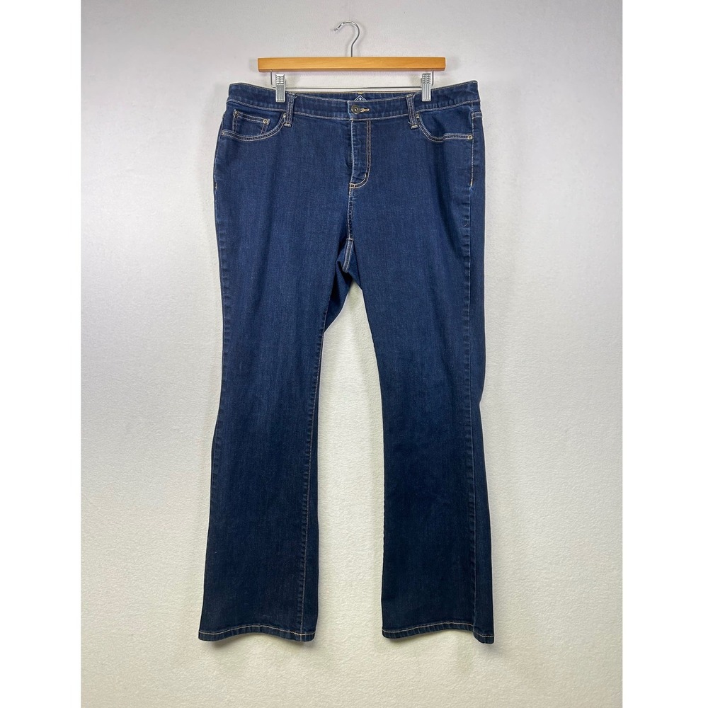 St Johns Bay Bootcut Leg Jeans‎ Women Size 16W Dark Wash Denim Stretch